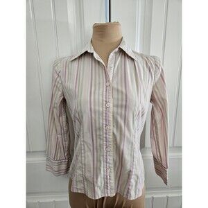 Old Navy Perfect Fit Stretch Striped Button Down Blouse Size S